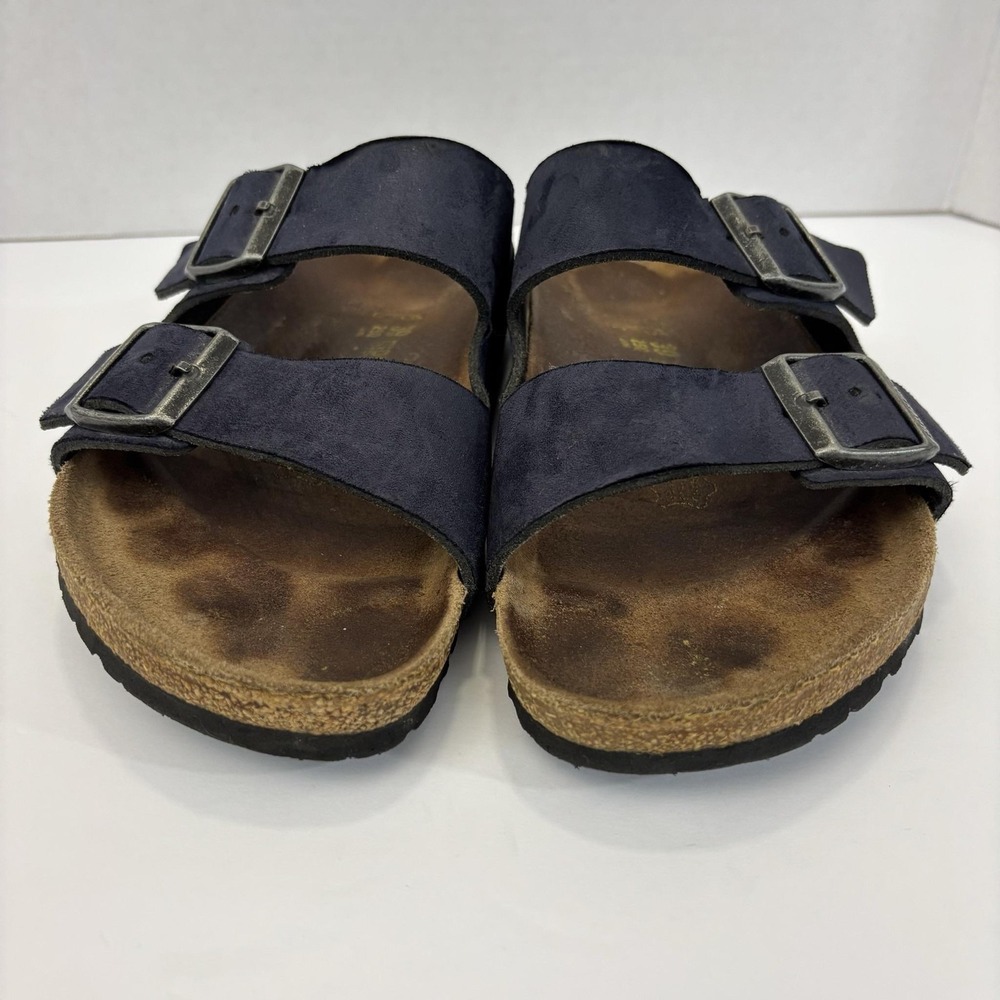 Birkenstock Arizona Sandals Womens 8 39 Blue Suede Shoes Comfort Cork Germany - Picture 3 of 13